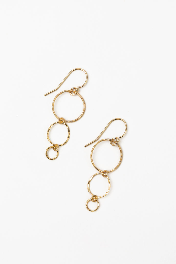 Sapphire Gold Filled Connected Circles Dangle Earrings