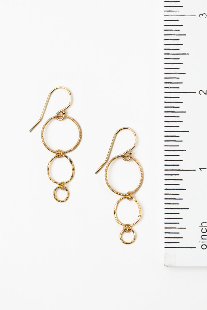 Sapphire Gold Filled Connected Circles Dangle Earrings