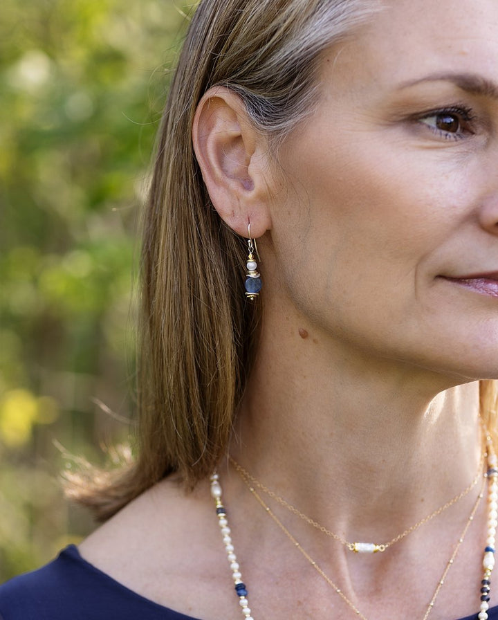 Seaside Pearl Kyanite Focal Earrings