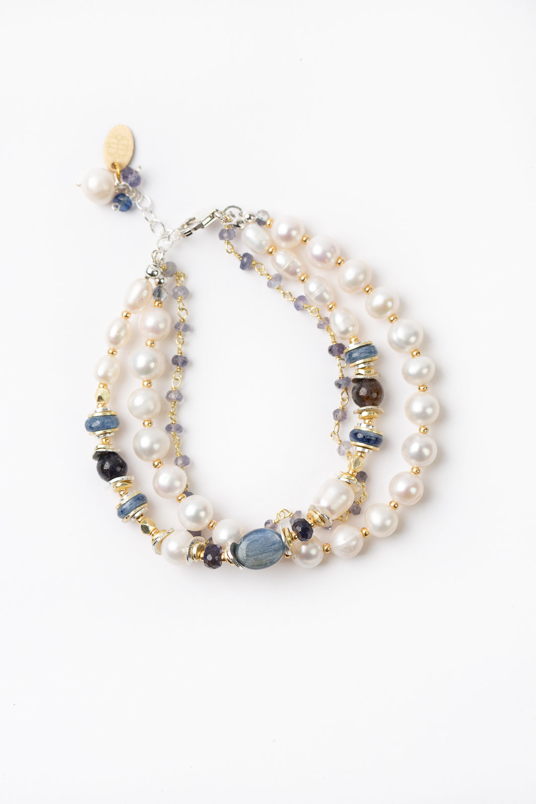 Seaside 7.5-8.5" Freshwater Pearl, Kyanite, Iolite Multistrand Bracelet