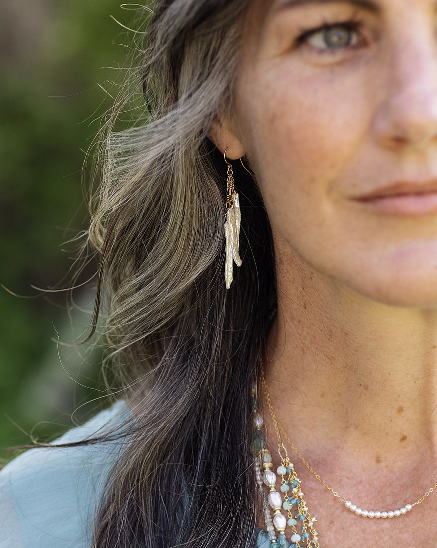 Serenity Pearl Cluster Tassel Earrings