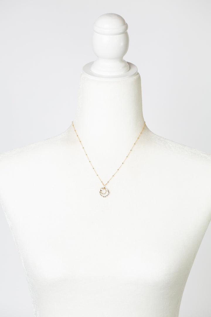 Serenity 16-18" Silver And Gold Hammered Hoops Simple Necklace