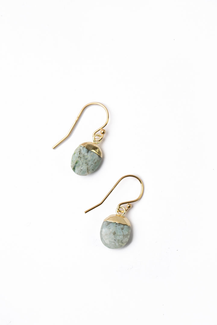 Serenity Faceted Blue Opal Gold Filled Bezel Simple Earrings