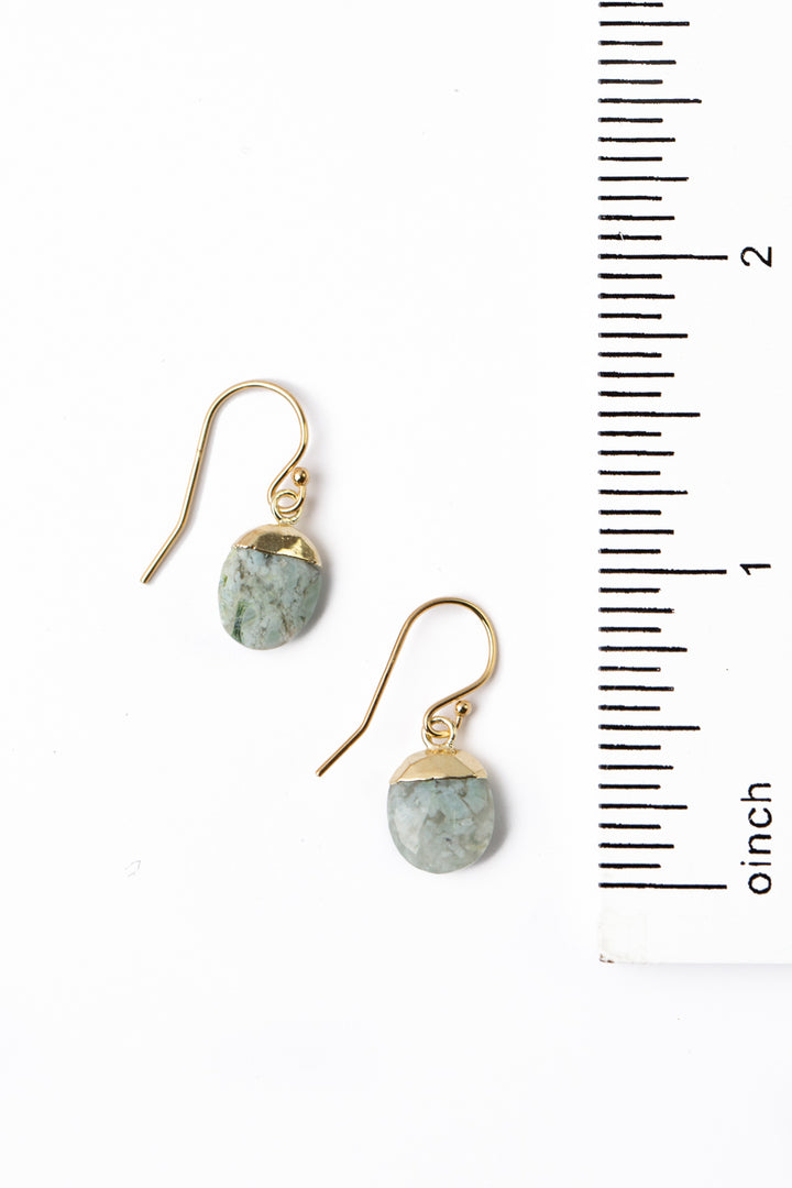 Serenity Faceted Blue Opal Gold Filled Bezel Simple Earrings