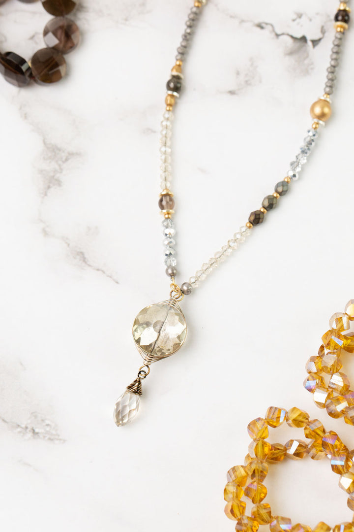 Silver & Gold 18-20" Czech Glass With Crystal Collage Necklace