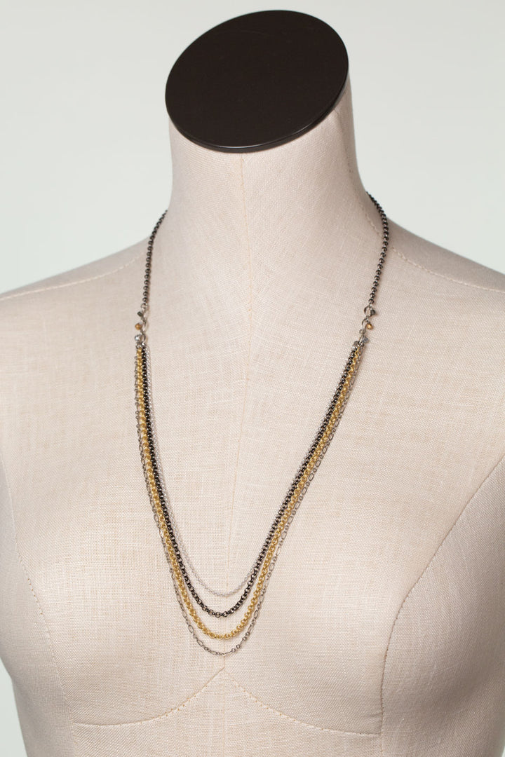 Silver & Gold 29.5-31.5" Multistrand Necklace