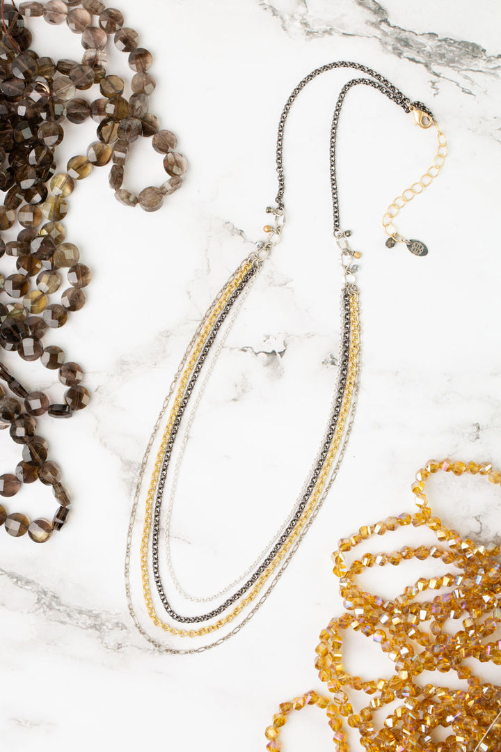 Silver & Gold 29.5-31.5" Multistrand Necklace