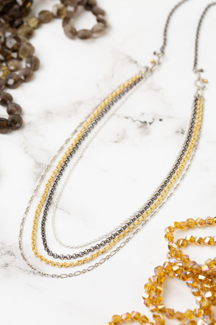 Silver & Gold 29.5-31.5" Multistrand Necklace