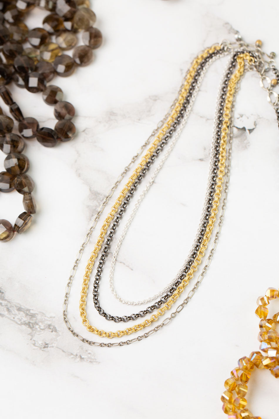 Silver & Gold 29.5-31.5" Multistrand Necklace