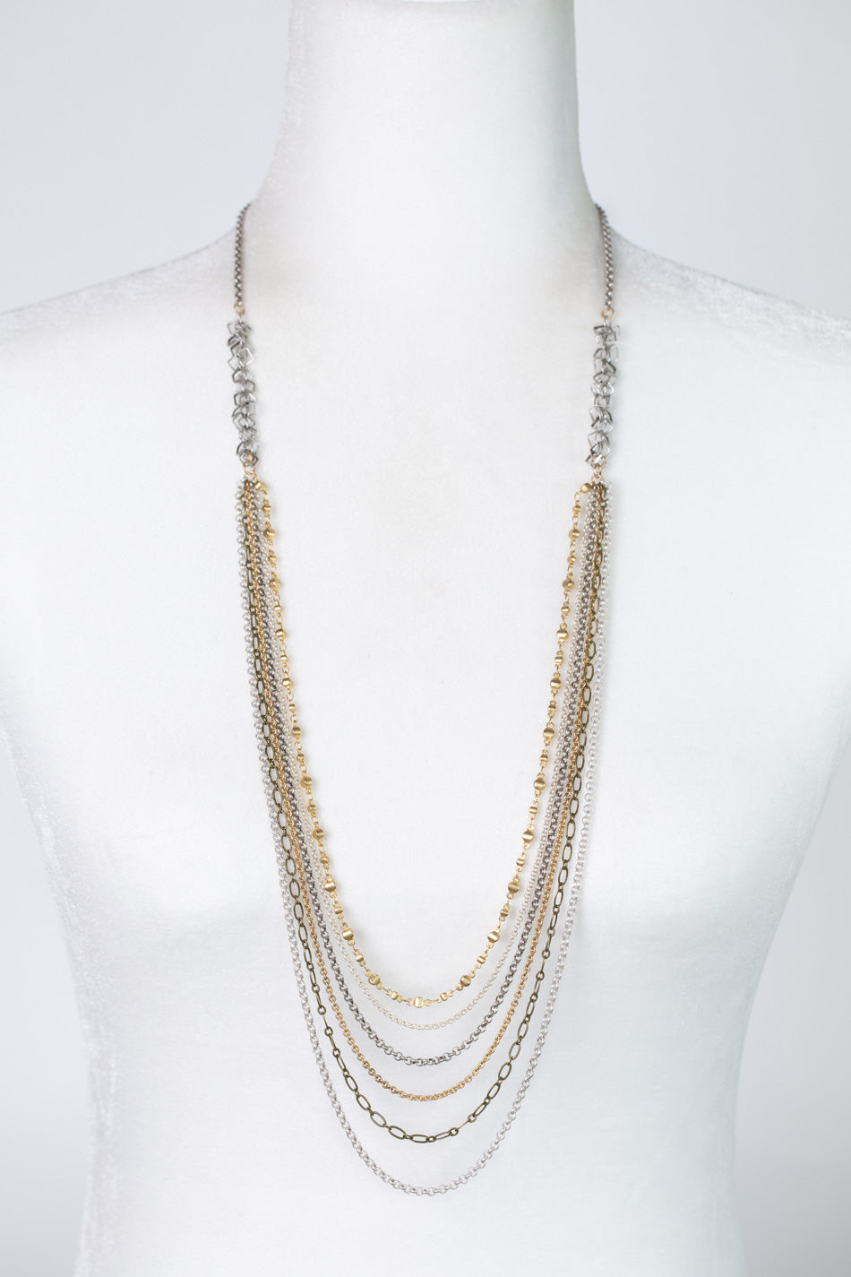 Silver & Gold 29.5-31.5" Multistrand Necklace