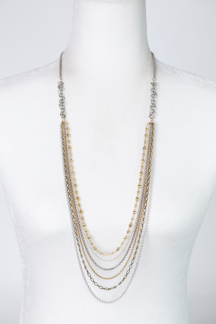 Silver & Gold 29.5-31.5" Multistrand Necklace