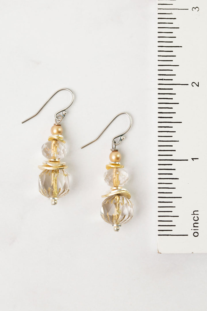 Silver & Gold Pearl, Crystal Simple Earrings
