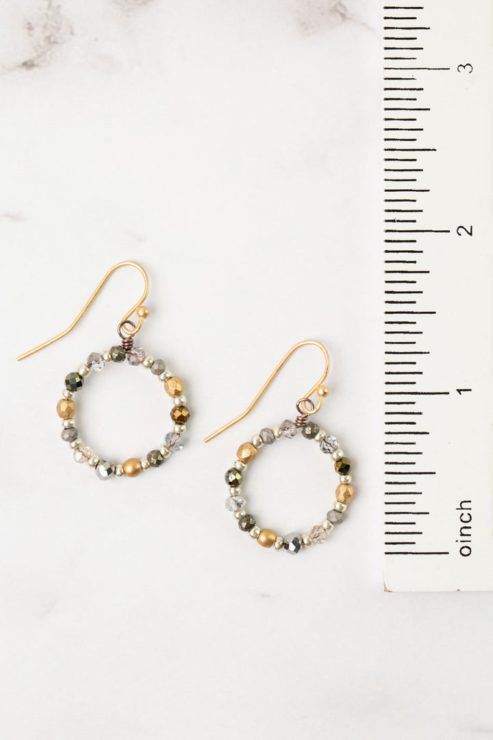 Silver & Gold Czech Glass, Crystal, Pyrite Hoop Earrings