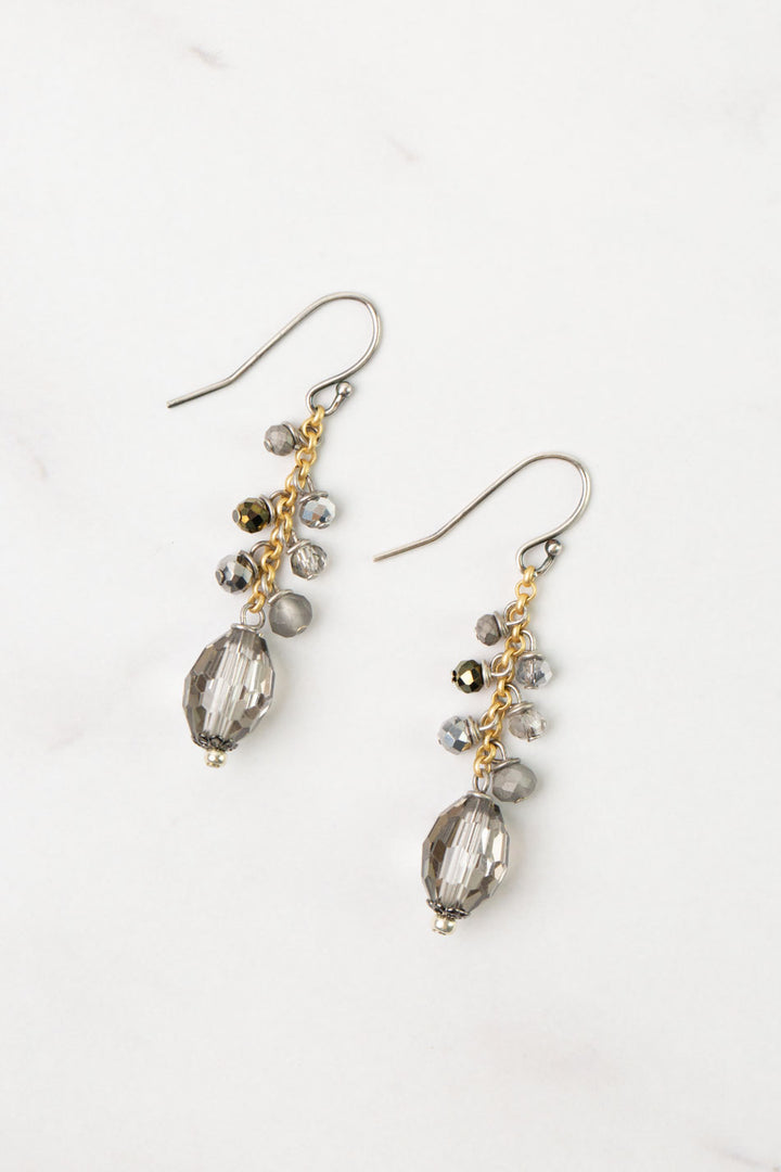 Silver & Gold Crystal Cluster Earrings