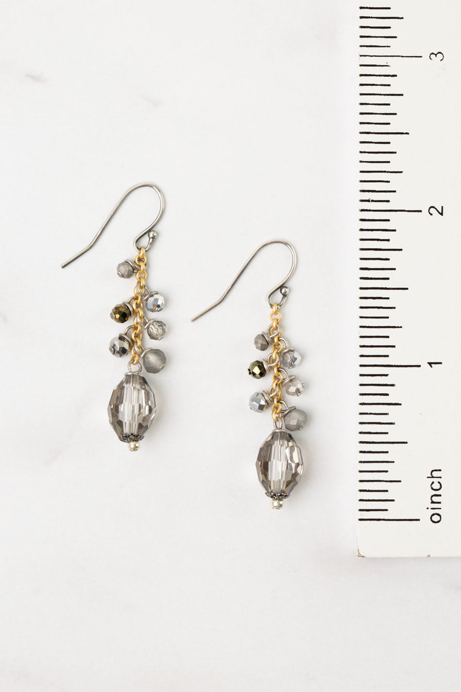 Silver & Gold Crystal Cluster Earrings