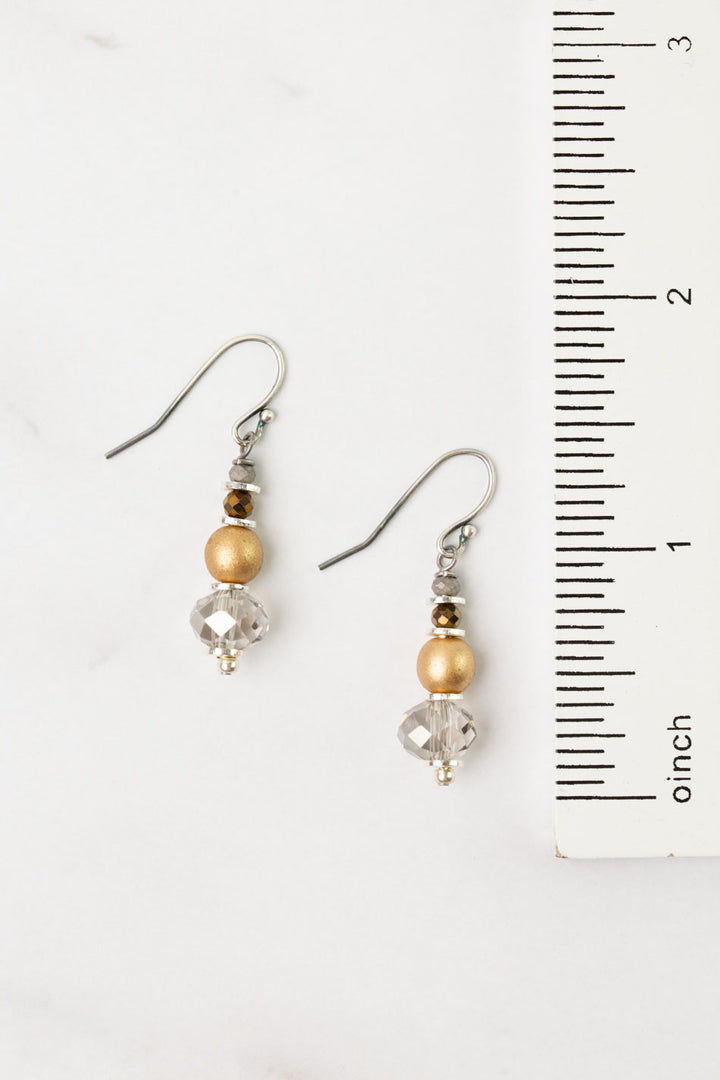 Silver & Gold Czech Glass, Crystal Simple Earrings