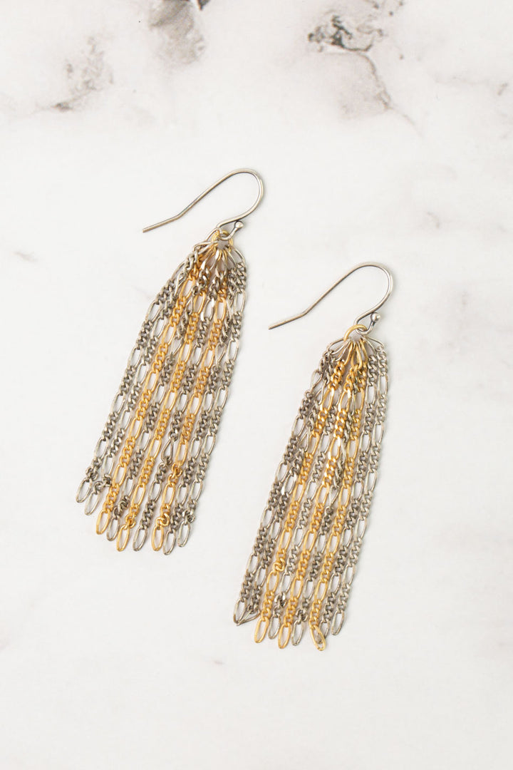 Silver & Gold Tassel Earrings
