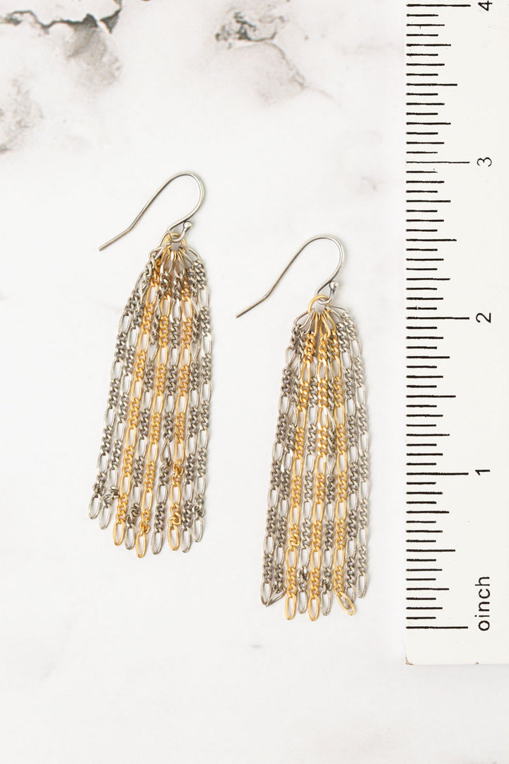 Silver & Gold Tassel Earrings