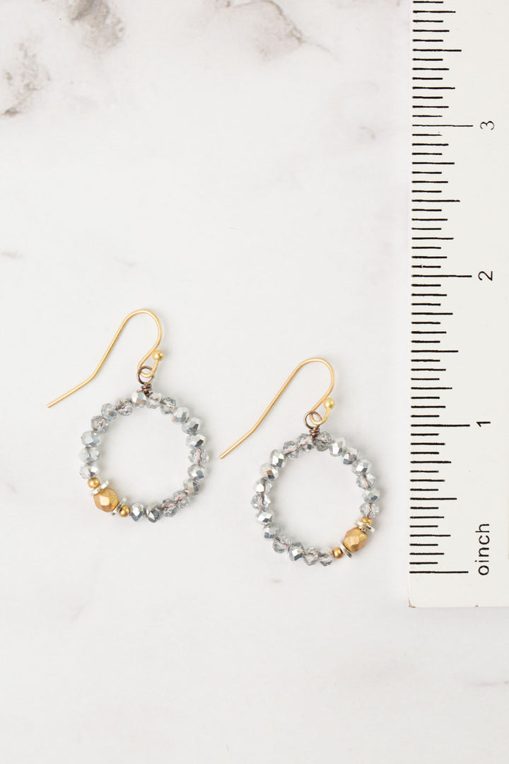 Silver & Gold Czech Glass, Crystal Hoop Earrings