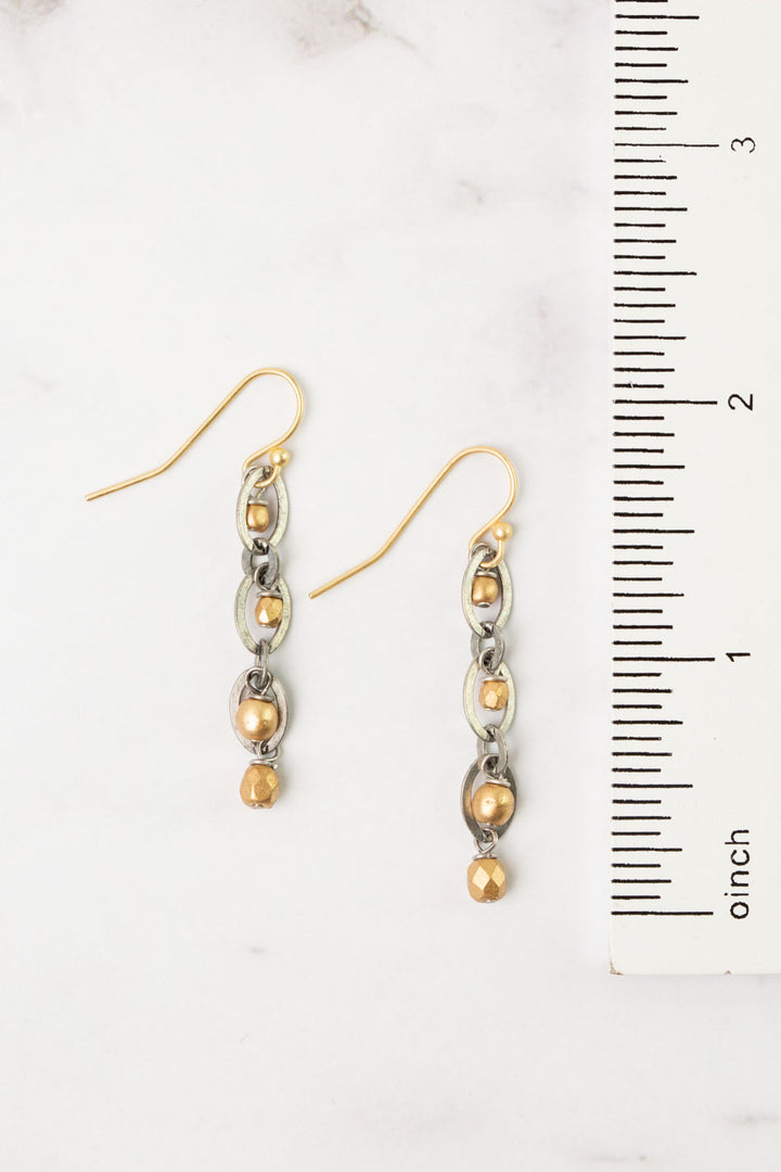 Silver & Gold Czech Glass Dangle Earrings