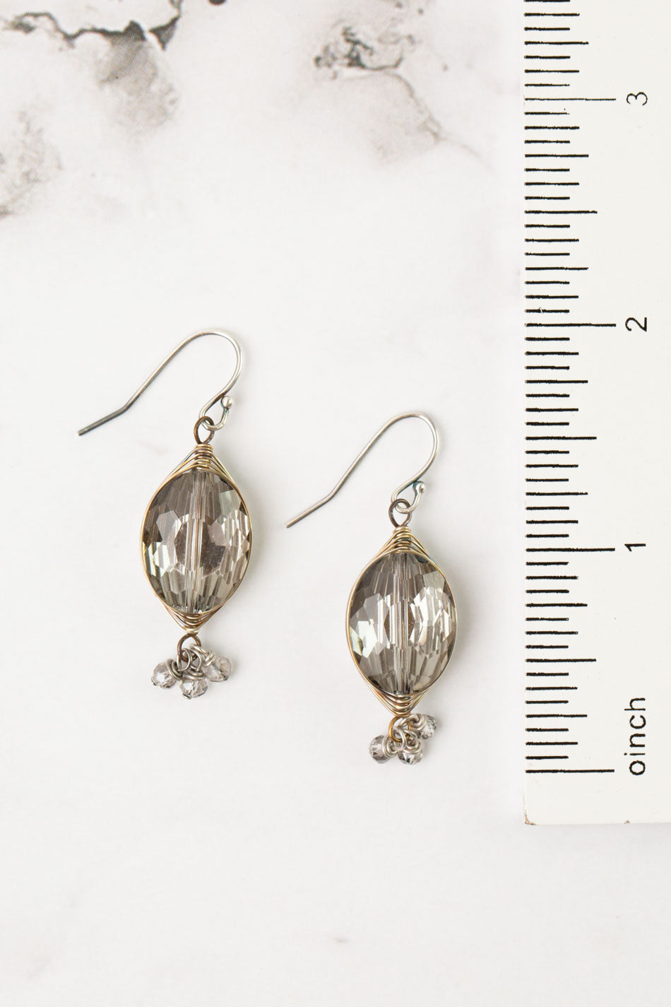 Silver & Gold Crystal Herringbone Earrings