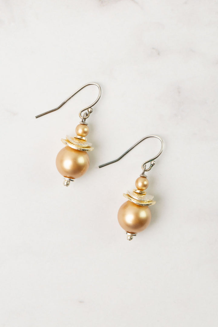 Silver & Gold Pearl Simple Earrings