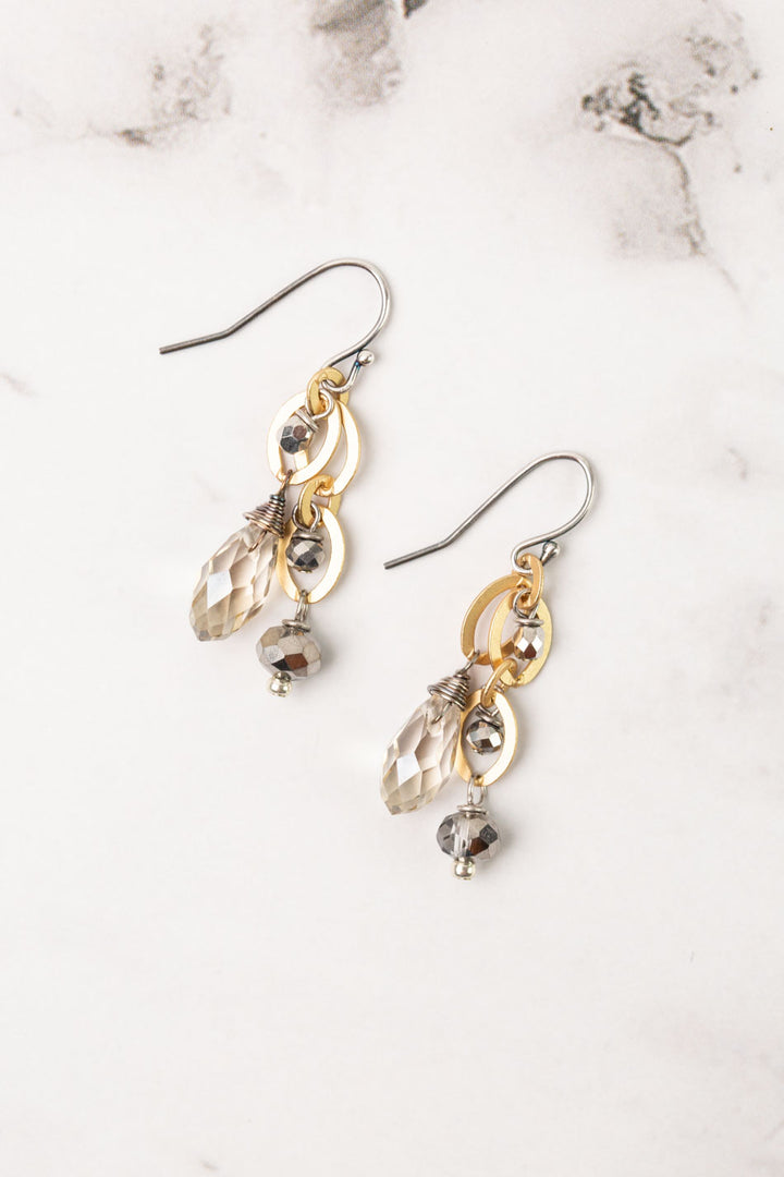 Silver & Gold Crystal Dangle Earrings