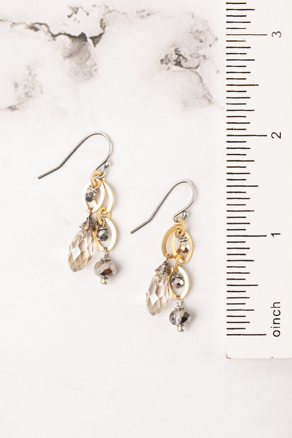 Silver & Gold Crystal Dangle Earrings