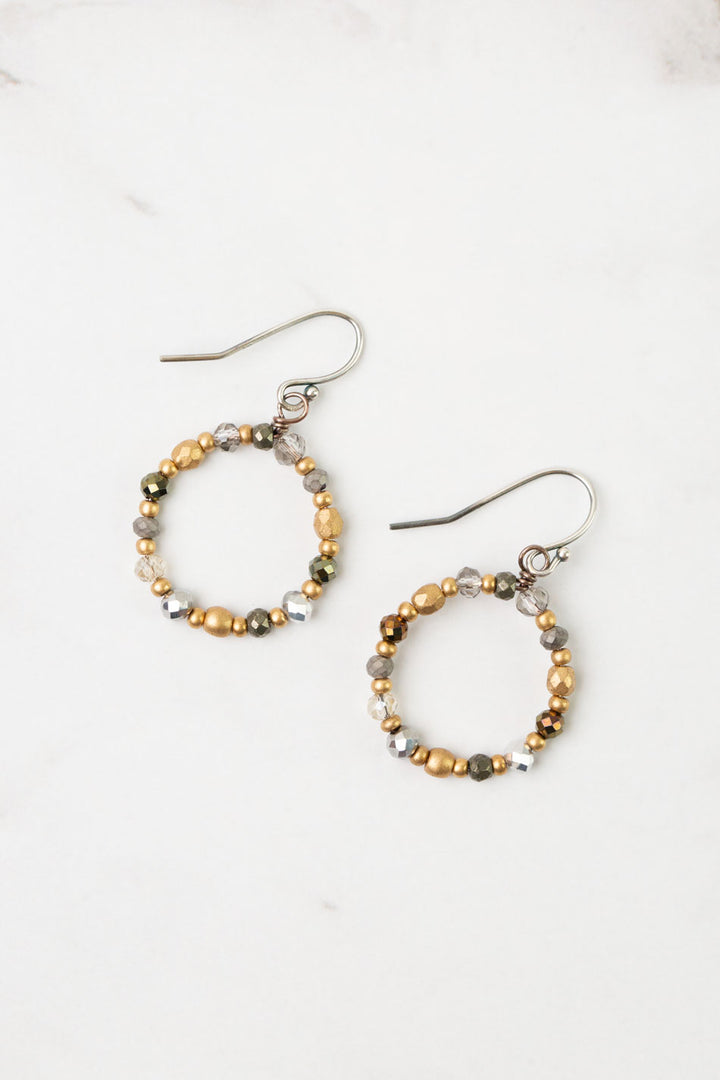 Silver & Gold Czech Glass, Crystal Hoop Earrings