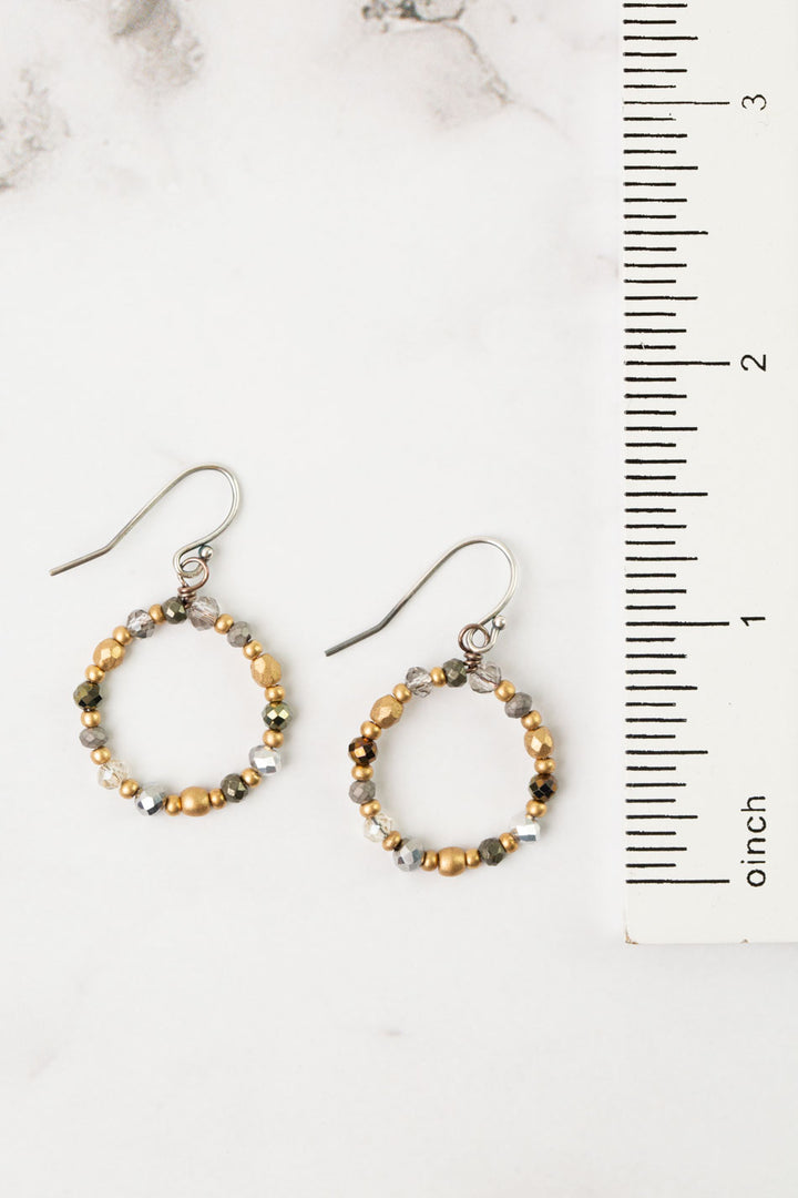 Silver & Gold Czech Glass, Crystal Hoop Earrings