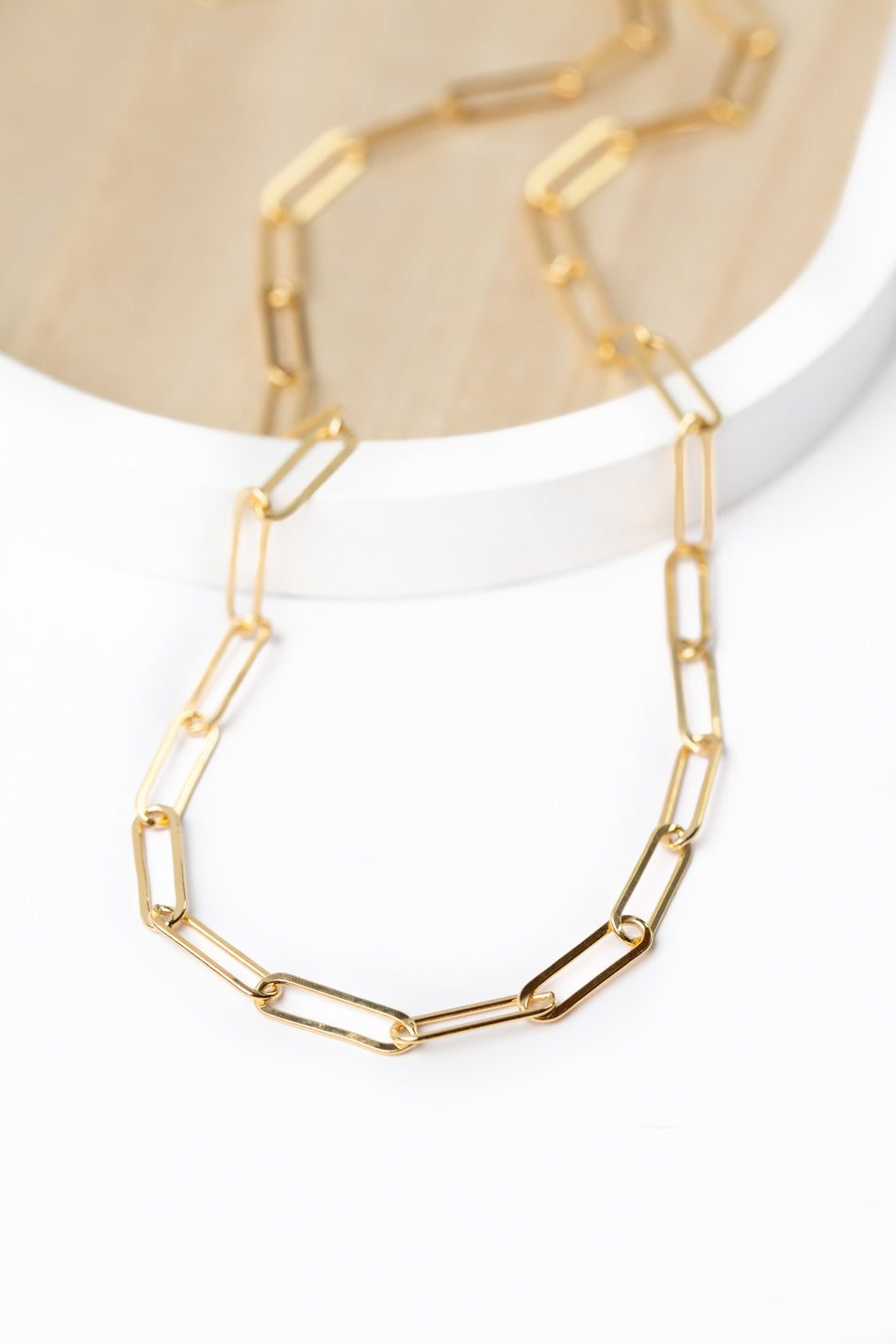 Simplicity 22.5-24.5" Gold Paperclip Necklace