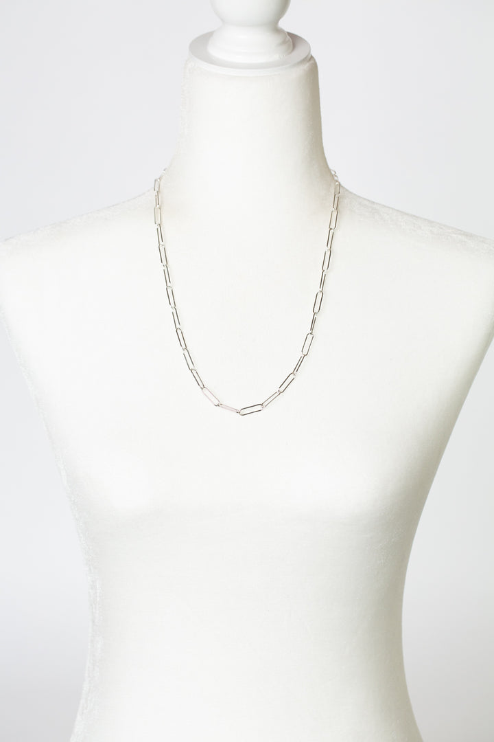 Simplicity 22.25-24.25" Silver Paperclip Necklace