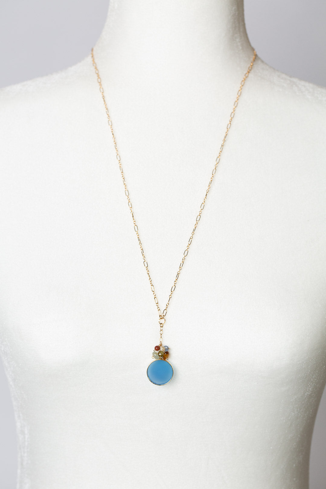 Sand and Sea 24.25-26.25" Prehnite, Citrine, Chalcedony Focal Necklace