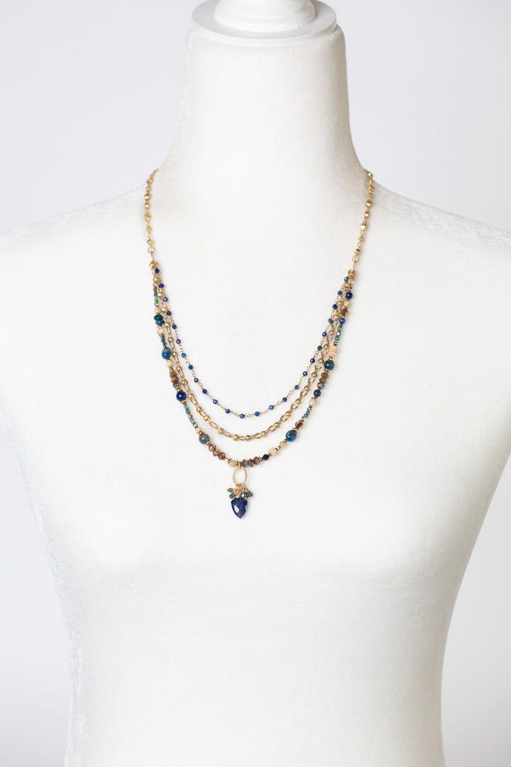 Starry Night 21-23" Lapis, Apatite, Crystal Multistrand Necklace