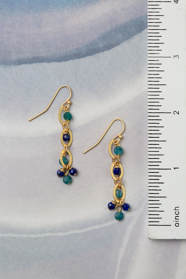 Starry Night Blue Apatite, Lapis Lazuli Dangle Earrings