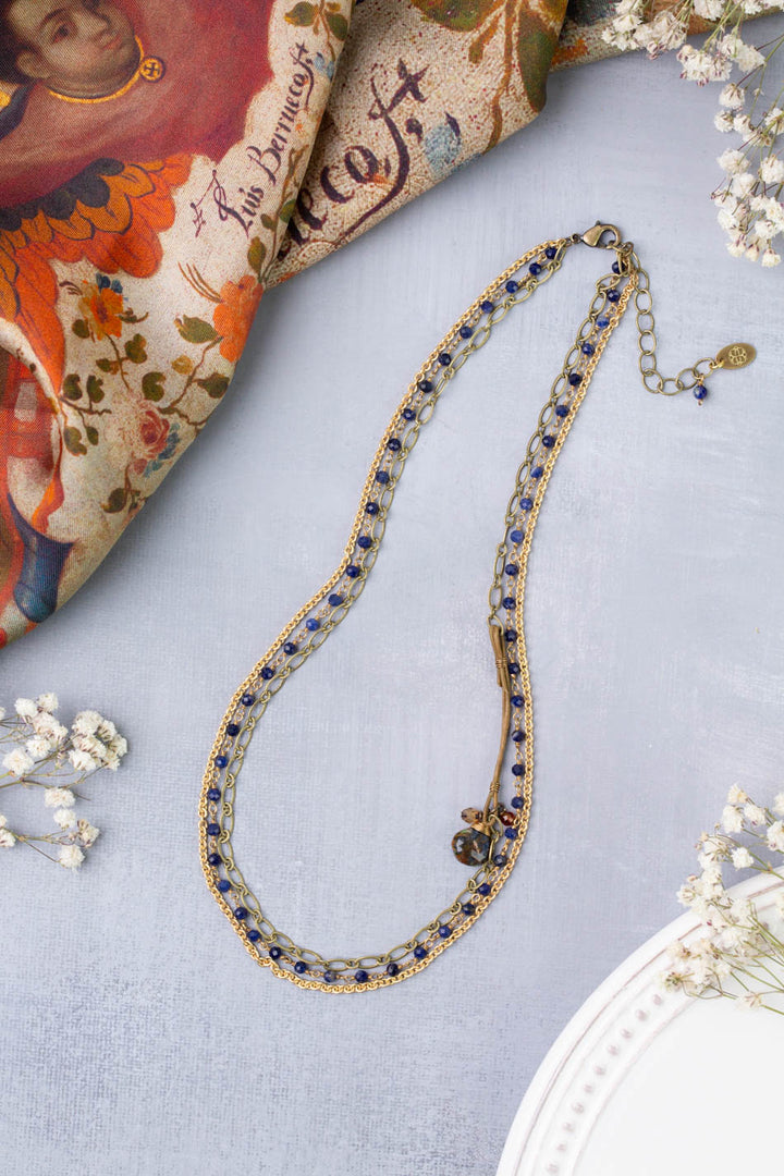 Sacred Heart 18-20" Lapis Multistrand Necklace