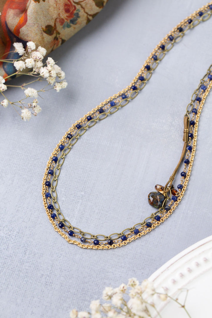 Sacred Heart 18-20" Lapis Multistrand Necklace