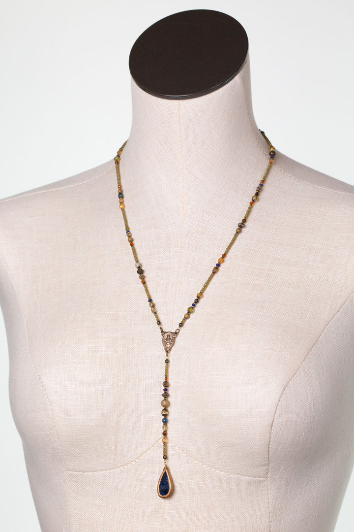 Sacred Heart 21-23" Lapis, Czech Glass Statement Necklace