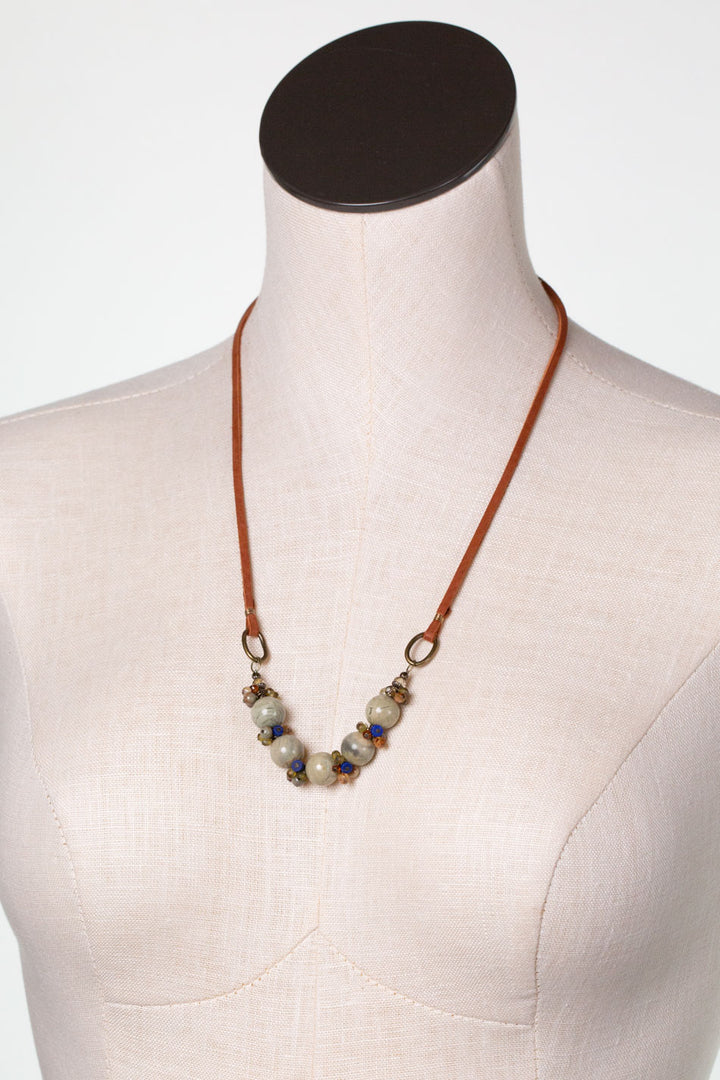 Sacred Heart Adjustable Jasper, Czech Glass Simple Necklace