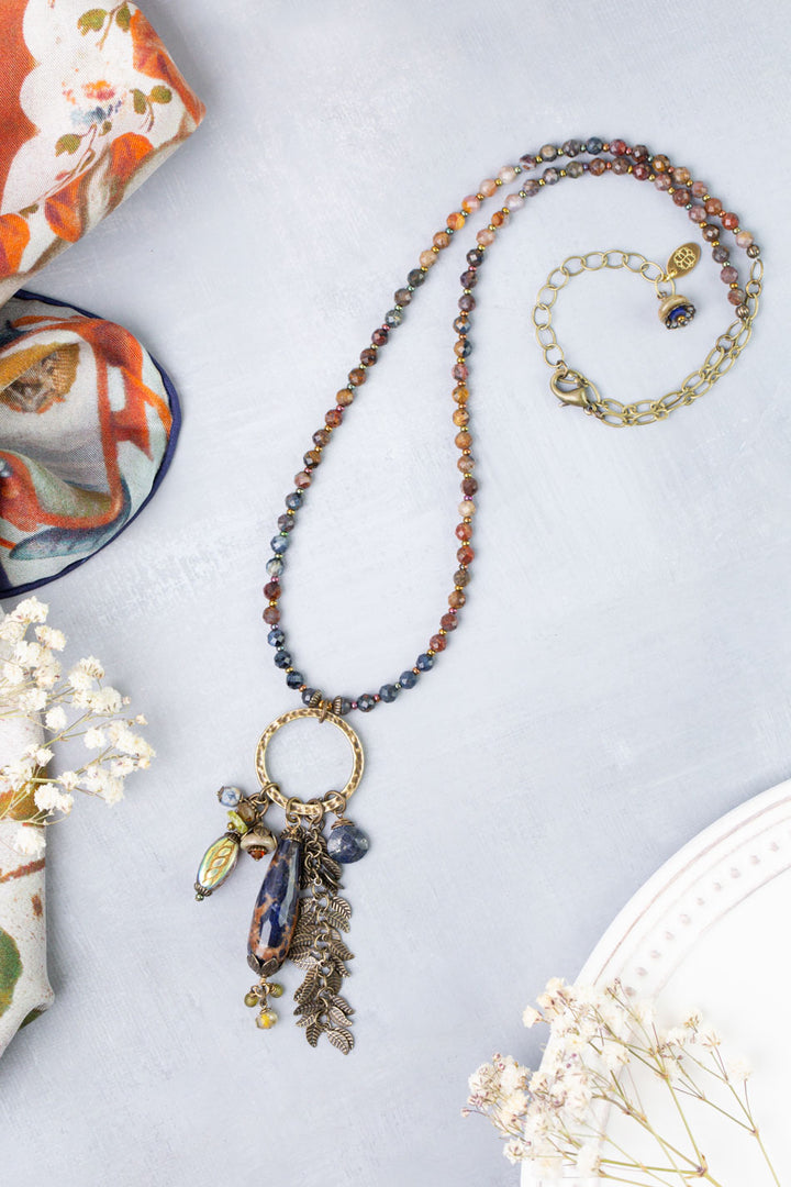 Sacred Heart 22.5-24.5" Lapis, Czech Glass Statement Necklace