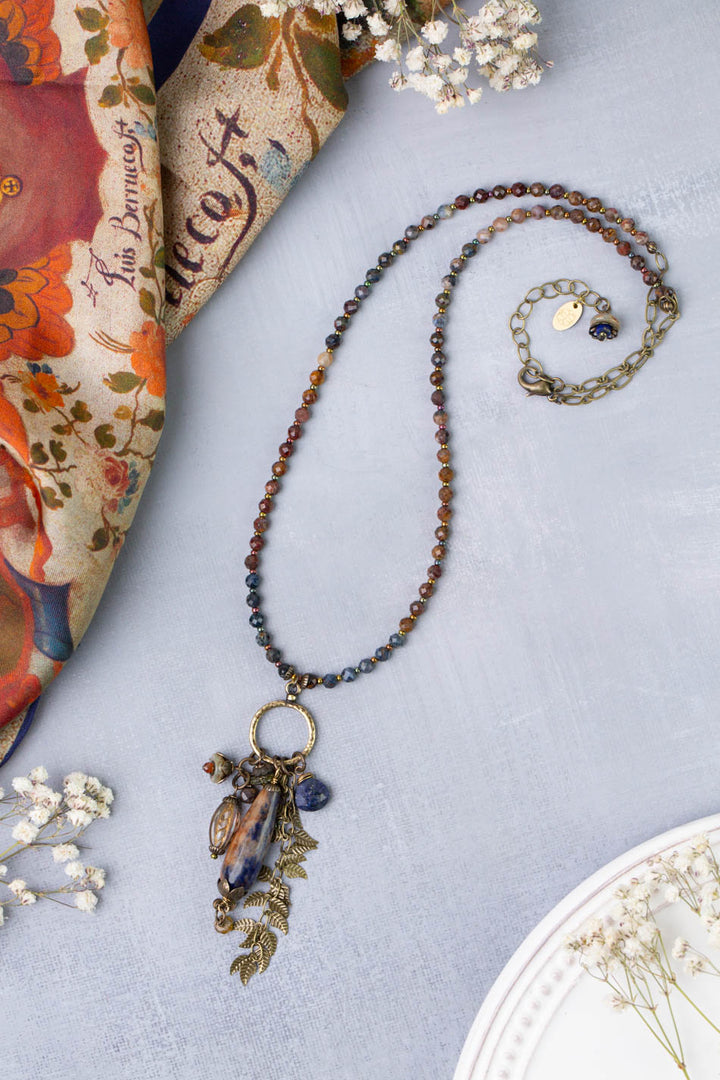 Sacred Heart 22.5-24.5" Lapis, Czech Glass Statement Necklace