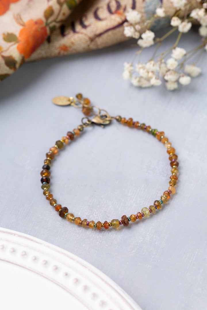 Sacred Heart 7.5-8.5" Hessonite Garnet Simple Bracelet