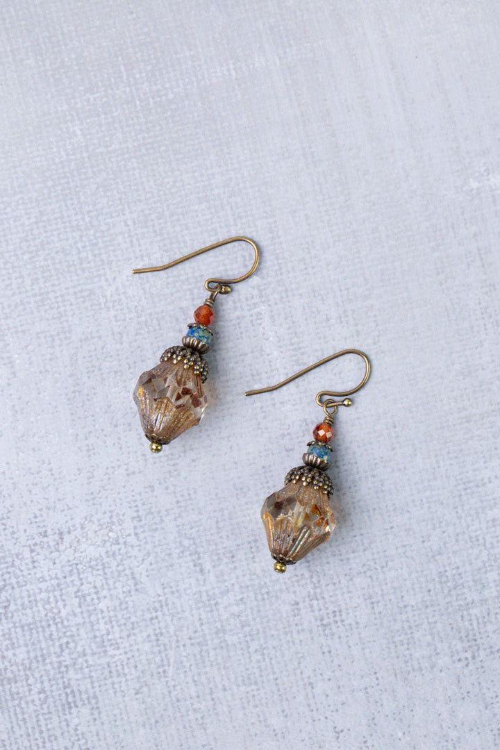 Sacred Heart Lapis, Czech Glass Simple Earrings