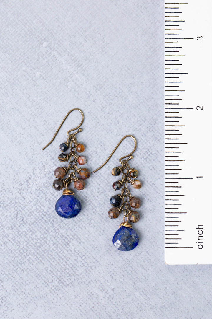 Sacred Heart Lapis, Pietersite Dangle Earrings