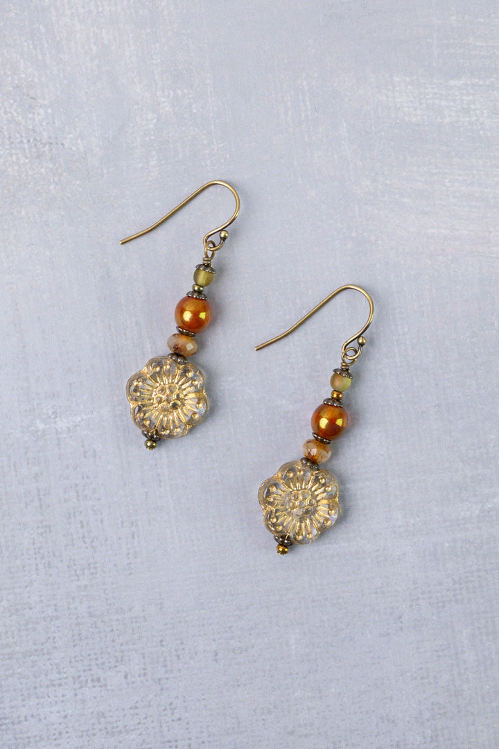 Sacred Heart Czech Glass Simple Earrings