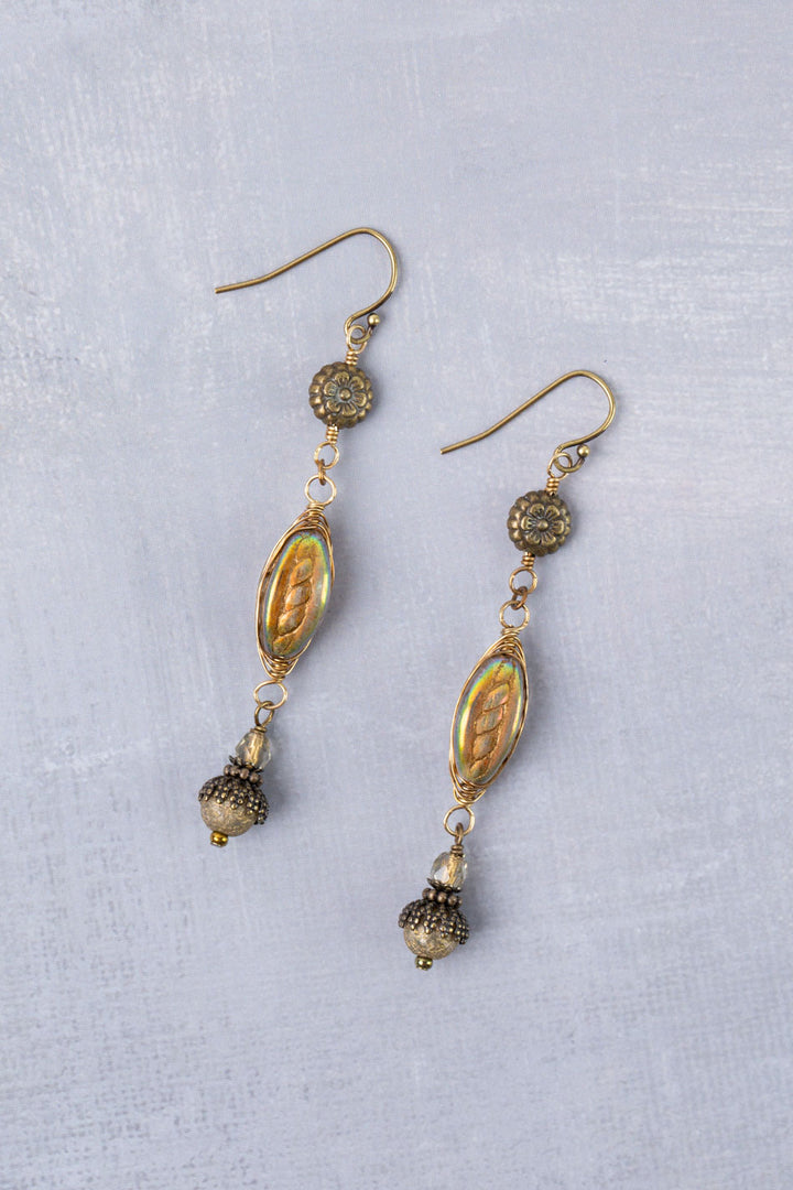 Sacred Heart Czech Glass Herringbone Earrings