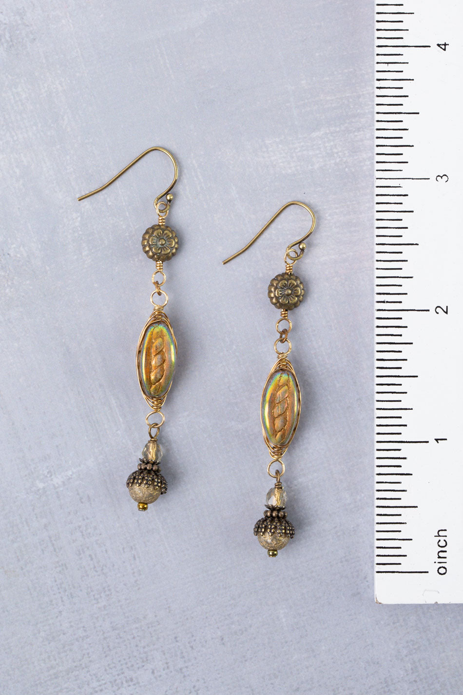 Sacred Heart Czech Glass Herringbone Earrings