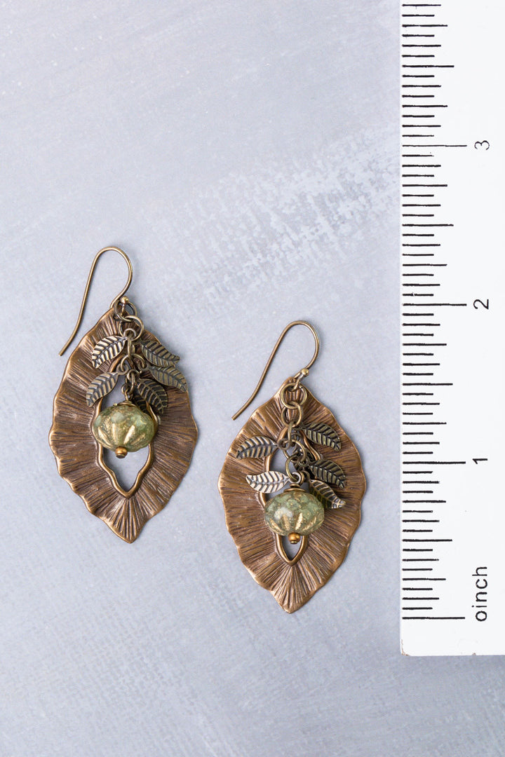 Sacred Heart Czech Glass, Leaf Statement Earrings