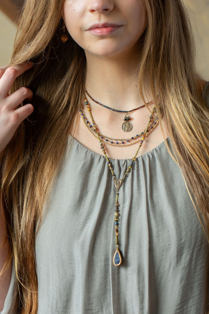 Sacred Heart 18-20" Lapis Multistrand Necklace