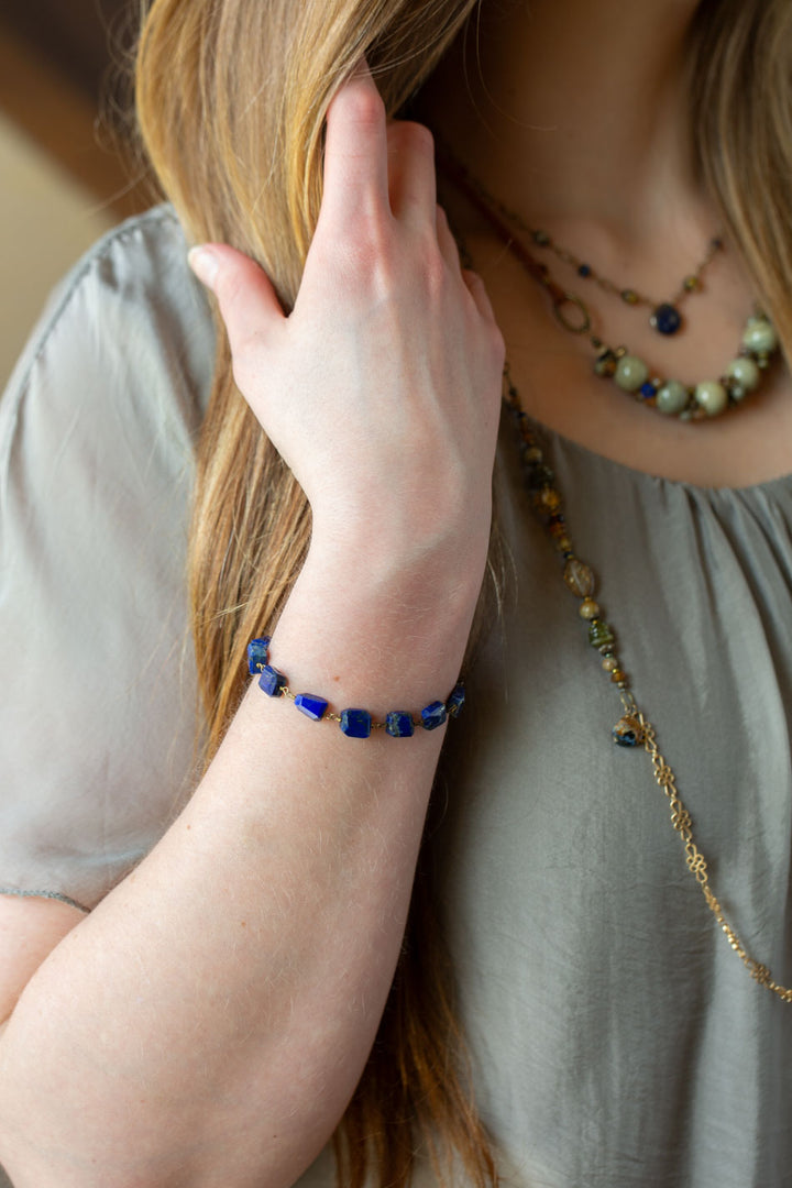 Sacred Heart 7.5-8.5" Lapis Simple Bracelet